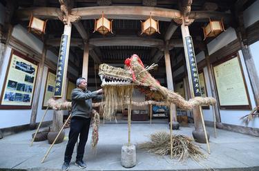 安徽黃山：“舞草龍” 慶豐年